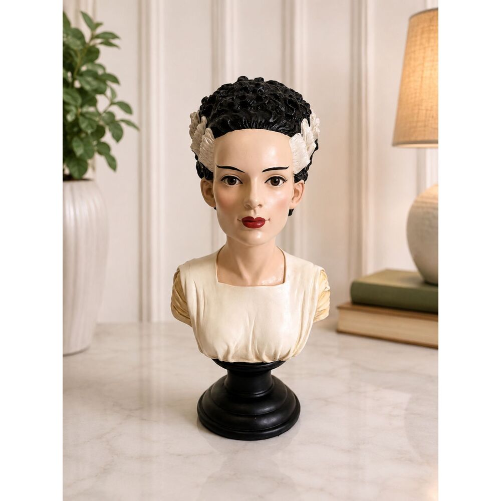 Bride of Frankenstein Light-Up Bust Statue 13.5" LED Eyes Halloween Gothic Decor